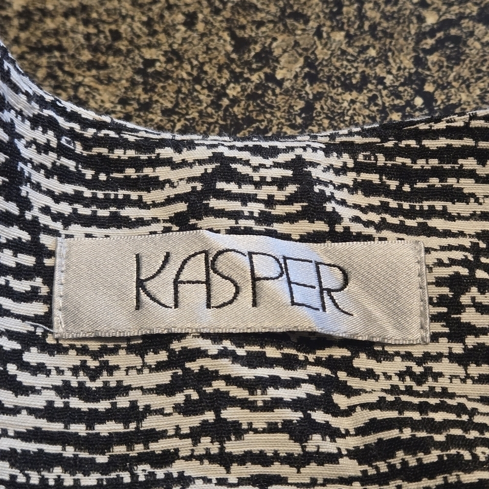 Kasper Black White Gray Diamond Print Bell Sleeve Open Front Cardigan Women 14 - Picture 6 of 16